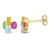 Mimi & Max Multi-gem Cluster Stud Earrings Sterling Silver In Pattern