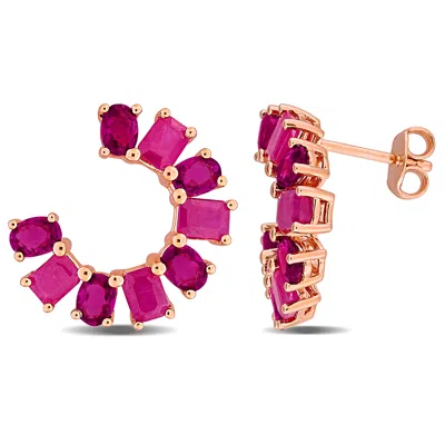 Mimi & Max Multi-gem Curved Stud Earrings Sterling Silver In Green