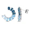 Mimi & Max Multi-gem Curved Stud Earrings Sterling Silver In Pattern