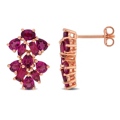 Mimi & Max Multi-gem Double Floral Drop Earrings Sterling Silver In Transparent