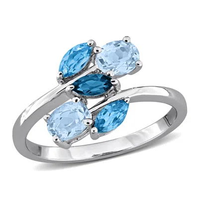 Mimi & Max Multi-gem Five Stone Ring Sterling Silver In Purple
