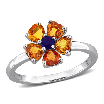 Mimi & Max Multi-gem Floral Ring Sterling Silver In Metallic