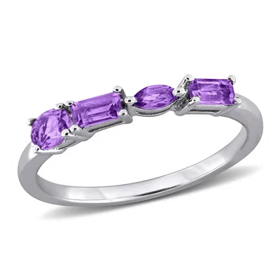 Mimi & Max Multi-gem Four Stone Ring Sterling Silver In Metallic