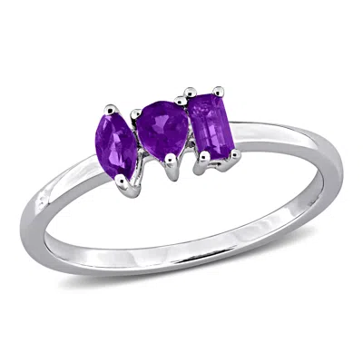 Mimi & Max Multi-gem Three Stone Ring Sterling Silver