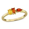 Mimi & Max Multi-gem Three Stone Ring Sterling Silver In Pattern