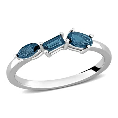 Mimi & Max Multi-gem Three Stone Ring Sterling Silver In Pattern