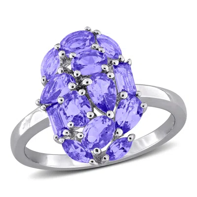 Mimi & Max Multi-shape Gemstone Cluster Ring Sterling Silver In Orange