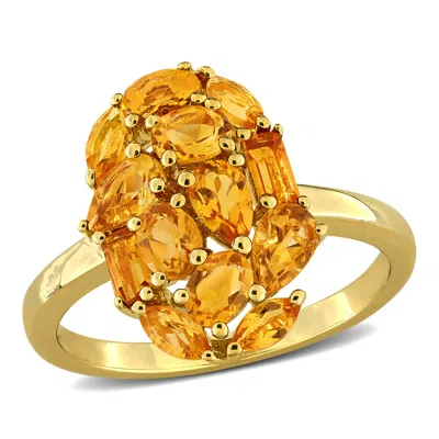 Mimi & Max Multi-shape Gemstone Cluster Ring Sterling Silver In Orange
