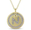 Mimi & Max N Initial Diamond Accent Pendant With Chain In Yellow Plated Sterling Silver In Yellow