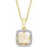 Mimi & Max Opal And 1/10 Ct Tw Diamond Floating Square Halo Necklace In 10k Yellow Gold In Yellow