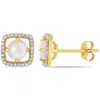 Mimi & Max Opal And Diamond Accent Floating Square Halo Stud Earrings In 10k Yellow Gold In Yellow