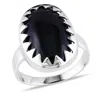 Mimi & Max Oval Cut Black Onyx Bezel Set Ring Sterling Silver In Black