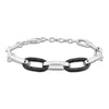 Mimi & Max Oval Link Bracelet W/ Black Sparkle Enamel In Sterling Silver - 8+1 In. In Multi