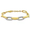 Mimi & Max Oval Link Bracelet W/ White Sparkle Enamel In Yellow Silver 8+1 In. In Multi