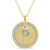 Mimi & Max P Initial Diamond Accent Pendant With Chain In Yellow Plated Sterling Silver In Silver