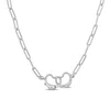 Mimi & Max Paper Clip Link Necklace With Double Heart Clasp In Sterling Silver - 20 In In Silver