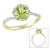 Mimi & Max Peridot And 1/10ct Tw Diamond Halo Ring 14k Yellow Gold In Green
