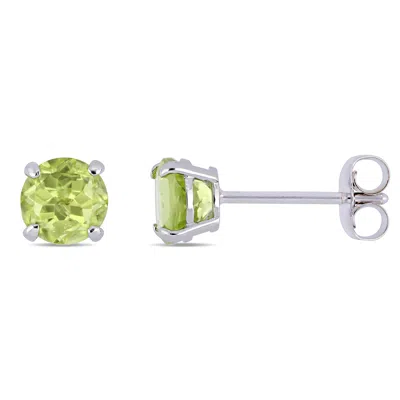 Mimi & Max Peridot Stud Earrings In 14k White Gold In Green