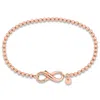 Mimi & Max Pink Bead Link Bracelet W/infinity Clasp In Rose Silver - 7.5 In. In Pink