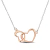 Mimi & Max Pink Double Heart Necklace In Sterling Silver - 16.5+1 In. In Pink