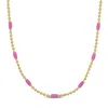 Mimi & Max Pink Enamel Ball Link Necklace In Yellow Silver - 15+2 In. In Multi