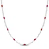 Mimi & Max Pink Enamel Bead Station Necklace In Sterling Silver - 18 In. In Pink