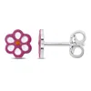 Mimi & Max Pink Enamel Flower Stud Earrings In Sterling Silver In Pink