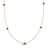 Mimi & Max Pink Enamel Heart Station Necklace In 14k Yellow Gold - 15 In In Red