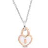 Mimi & Max Pink Heart Lock Charm Necklace W/ White Enamel In Sterling Silver- 16+2 In. In Multi