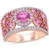 Mimi & Max Pink Sapphire 1/2ct Tw Diamond Halo Cuff Ring 14k Rose Gold In Pink