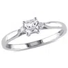 Mimi & Max Princess Cut Created White Sapphire And Diamond Accent Ring In Sterling Silver In Silver
