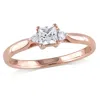 Mimi & Max Princess Cut Created White Sapphire And Diamond Accent Ring Rose Silver In White