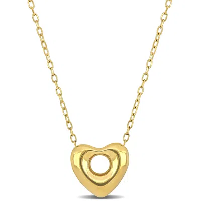 Mimi & Max Puff Heart Necklace With Chain In 10k Yellow Gold - 18 In
