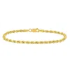 Mimi & Max Rope Chain Bracelet In 10k Yellow Gold (3mm/7.5 Inch) In Yellow