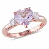 Mimi & Max Rose De France And Created White Sapphire Heart Ring In Rose Plated Sterling Silver In Pink