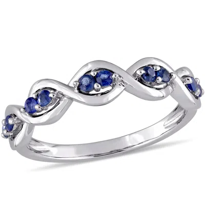 Mimi & Max Sapphire Twisted Infinity Promise Ring 14k White Gold In Blue