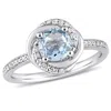 Mimi & Max Sky-blue Topaz 1/6ct Tw Diamond Spiral Ring 10k White Gold In Blue