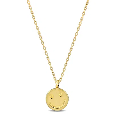 Mimi & Max Smiley Face Pendant With Chain In 14k Yellow Gold - 17 In