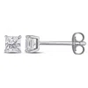 Mimi & Max Square Cut Created White Sapphire Stud Earrings In 10k White Gold In White