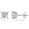 Mimi & Max Square Cut Created White Sapphire Stud Earrings In 10k White Gold In Silver