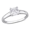 Mimi & Max Square-shape Created White Sapphire Solitaire Engagement Ring In 10k White Gold In Silver