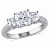 Mimi & Max Square Shaped Cubic Zirconia 3-stone Engagement Ring In Sterling Silver In White