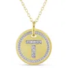 Mimi & Max T Initial Diamond Accent Pendant With Chain In Yellow Plated Sterling Silver In Gold
