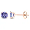 Mimi & Max Tanzanite Stud Earrings In 14k Rose Gold In Purple