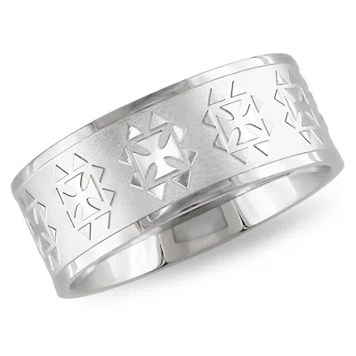 Mimi & Max Textured Band Stainless Steel In Silver
