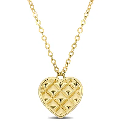 Mimi & Max Textured Heart Pendant With Chain In 10k Yellow Gold - 17 In
