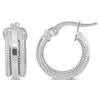 Mimi & Max Textured Hoop Earrings In 10k White Gold In White