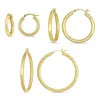 Mimi & Max Three Pairs 10k Yellow Gold Hoop Earrings Set 40x3mm 30x3mm 20x3mm In Yellow
