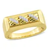 Mimi & Max Triple Crossover Diamond Accent Men's Ring 14k Yellow Gold In Gold