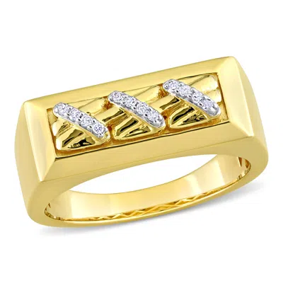 Mimi & Max Triple Crossover Diamond Accent Men's Ring 14k Yellow Gold